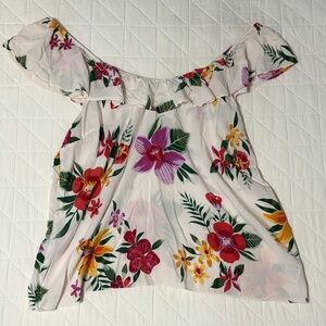Old Navy Tropical Floral Off-The-Shoulder Ruffle Blouse - Size XL
